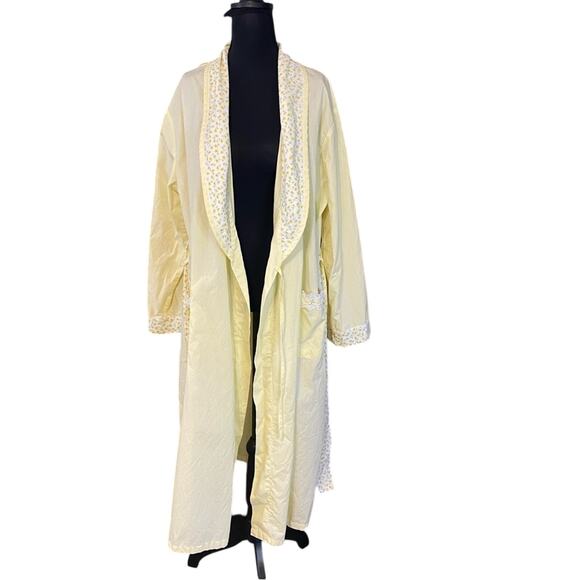 Secret treasures butter yellow ditzy floral cotton blend robe cottagecore large - Picture 4 of 15